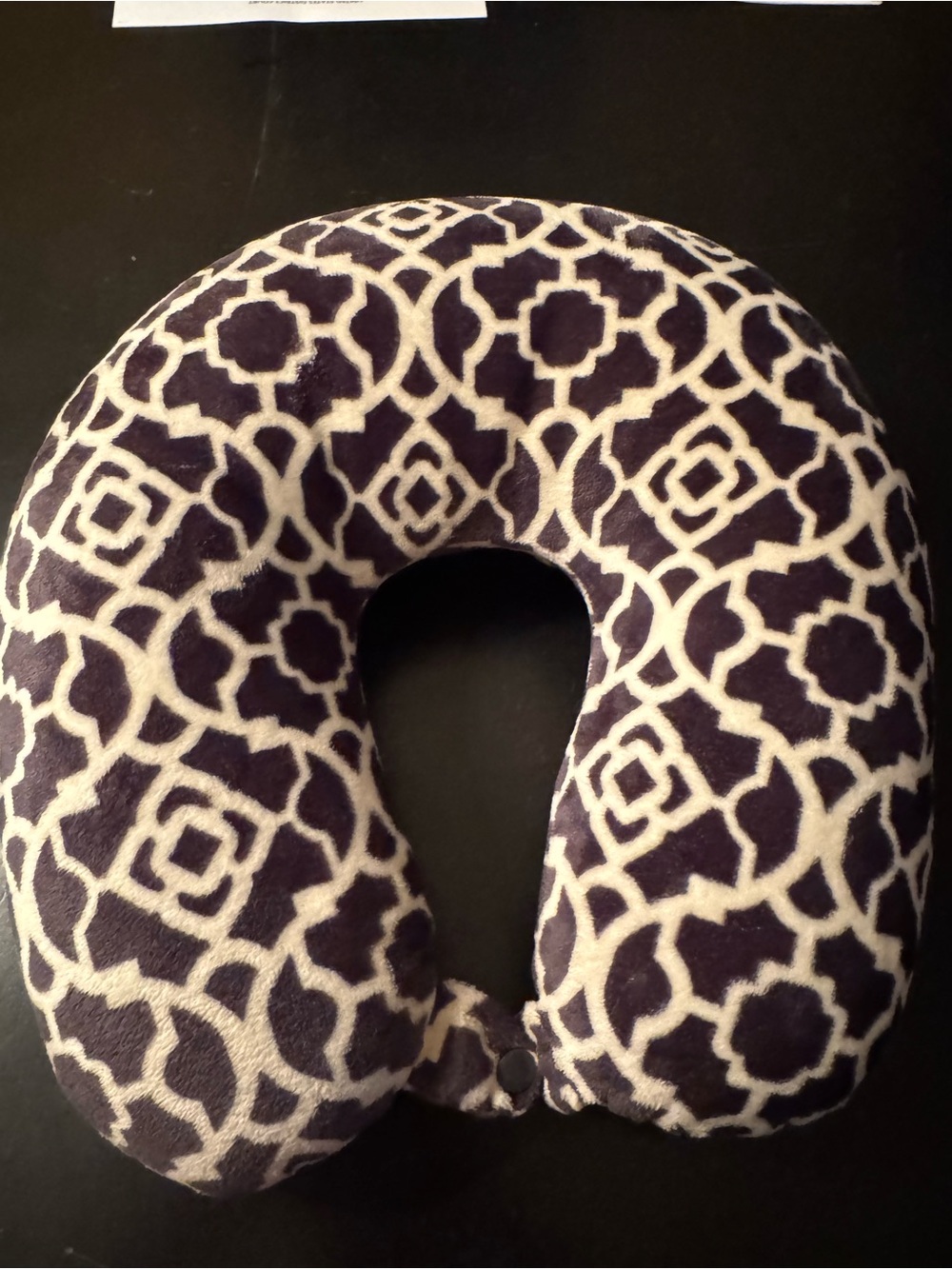 Plush Navy and Cream Geometric Travel Neck Pillow